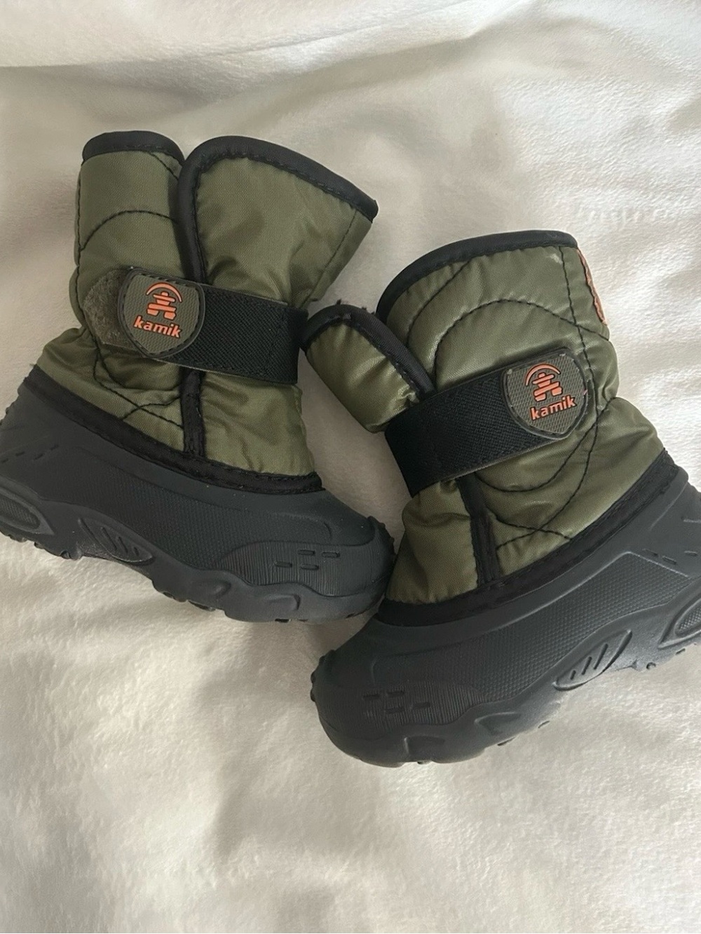Kamik Olive Green and Black Kids Snow Boots